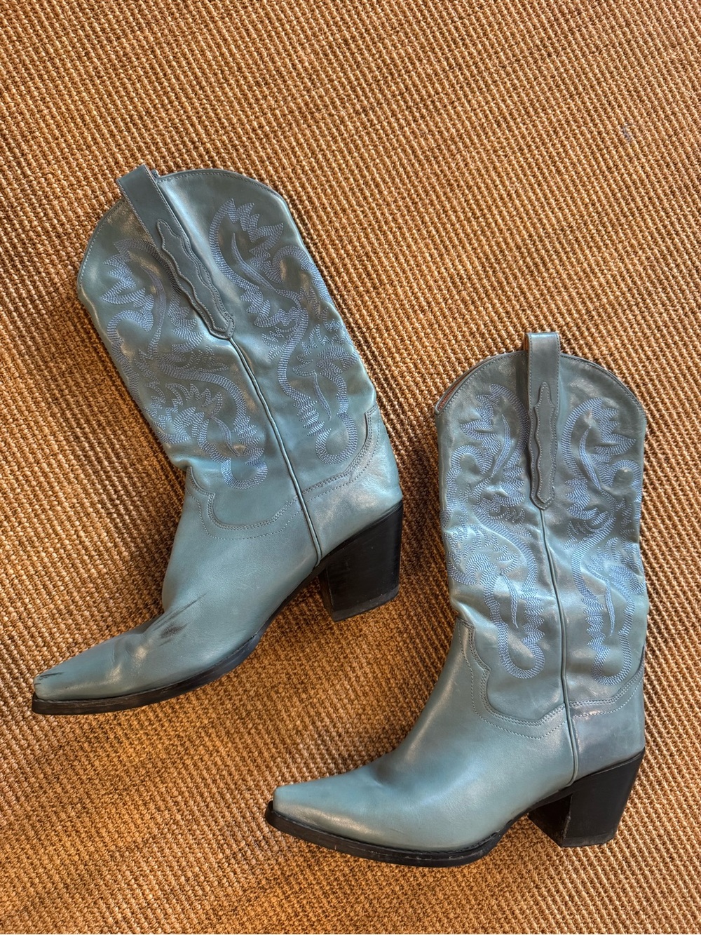 Jeffrey Campbell Light Blue Western Cowboy Heeled Boots
